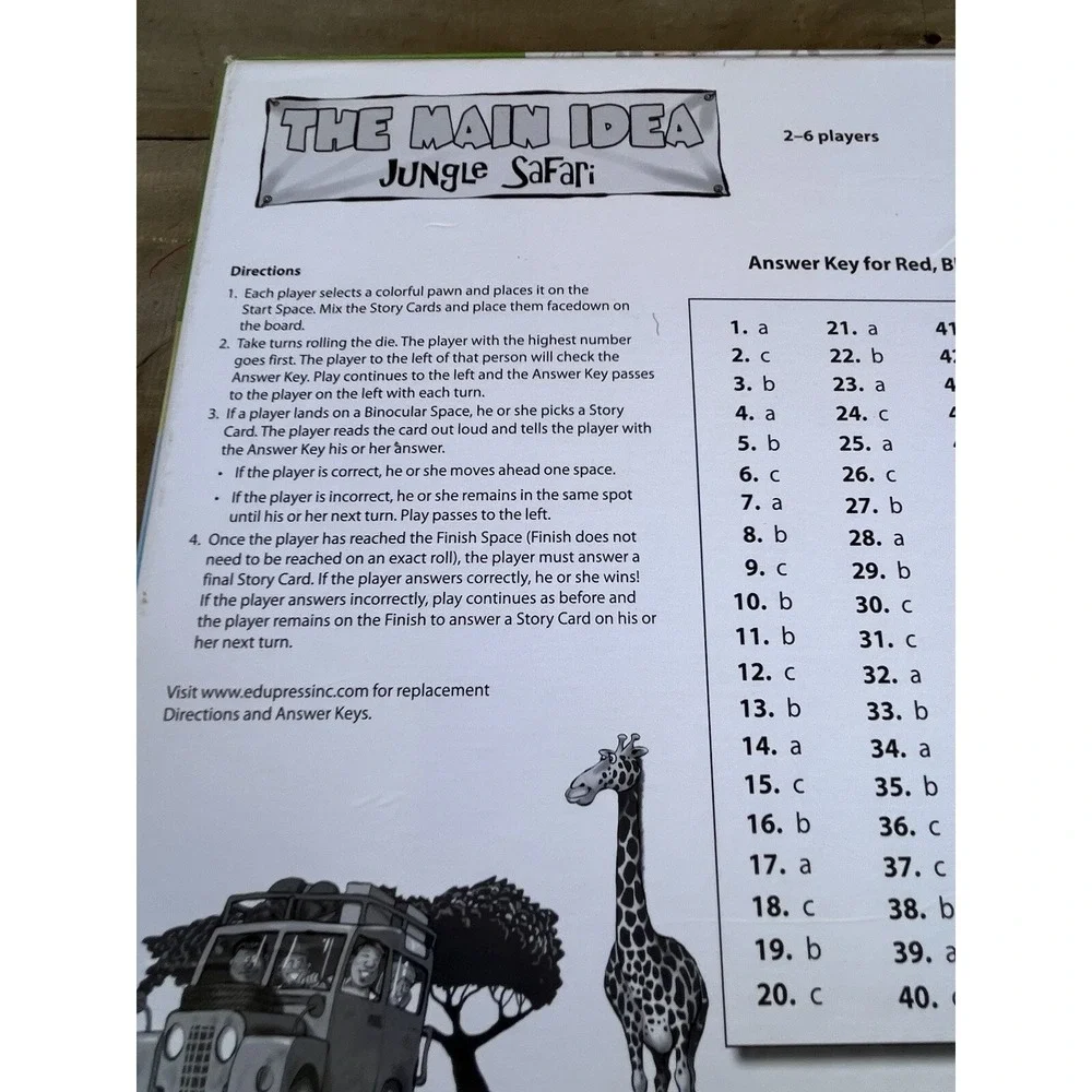 Learning Games : The Main Idea Jungle‎ Safari RL 5.0-6.5 Teacher Supplies Class